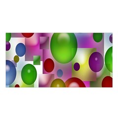 Colorful Bubbles Squares Background Satin Shawl by Simbadda