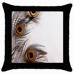 Peacock Feathery Background Throw Pillow Case (black) by Simbadda