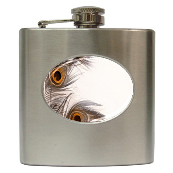 Peacock Feathery Background Hip Flask (6 oz)