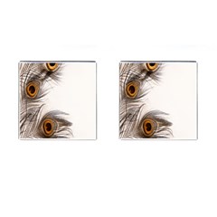 Peacock Feathery Background Cufflinks (square) by Simbadda