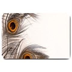 Peacock Feathery Background Large Doormat  by Simbadda