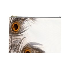 Peacock Feathery Background Cosmetic Bag (large)  by Simbadda