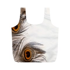 Peacock Feathery Background Full Print Recycle Bags (m)  by Simbadda