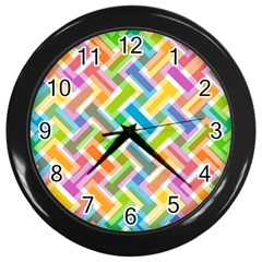 Abstract Pattern Colorful Wallpaper Wall Clocks (black) by Simbadda