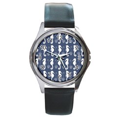 Seahorse And Shell Pattern Round Metal Watch by Simbadda