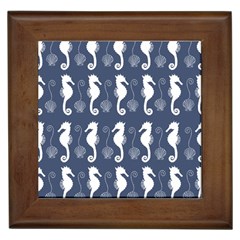 Seahorse And Shell Pattern Framed Tiles by Simbadda