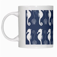 Seahorse And Shell Pattern White Mugs by Simbadda