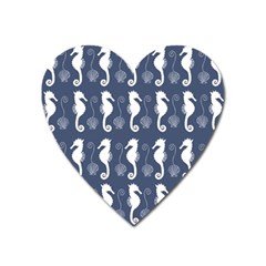 Seahorse And Shell Pattern Heart Magnet by Simbadda