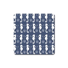 Seahorse And Shell Pattern Square Magnet by Simbadda