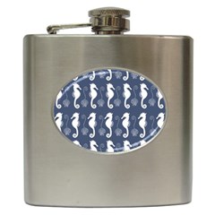 Seahorse And Shell Pattern Hip Flask (6 Oz) by Simbadda