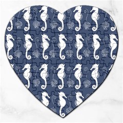 Seahorse And Shell Pattern Jigsaw Puzzle (heart) by Simbadda