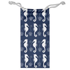 Seahorse And Shell Pattern Jewelry Bag by Simbadda