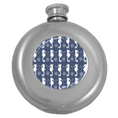 Seahorse And Shell Pattern Round Hip Flask (5 Oz) by Simbadda