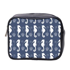 Seahorse And Shell Pattern Mini Toiletries Bag 2-side by Simbadda