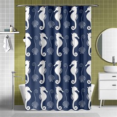 Seahorse And Shell Pattern Shower Curtain 48  X 72  (small)  by Simbadda