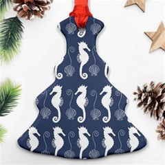 Seahorse And Shell Pattern Christmas Tree Ornament (two Sides) by Simbadda