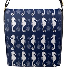 Seahorse And Shell Pattern Flap Messenger Bag (s) by Simbadda