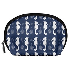 Seahorse And Shell Pattern Accessory Pouches (large)  by Simbadda