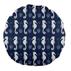 Seahorse And Shell Pattern Large 18  Premium Flano Round Cushions by Simbadda