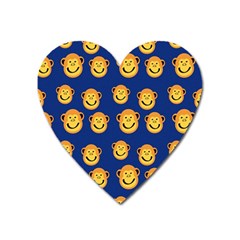 Monkeys Seamless Pattern Heart Magnet by Simbadda