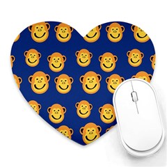 Monkeys Seamless Pattern Heart Mousepads by Simbadda