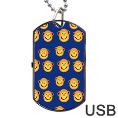 Monkeys Seamless Pattern Dog Tag Usb Flash (one Side) by Simbadda