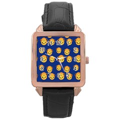 Monkeys Seamless Pattern Rose Gold Leather Watch  by Simbadda