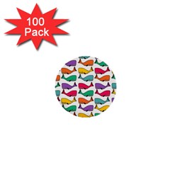 Small Rainbow Whales 1  Mini Buttons (100 Pack)  by Simbadda