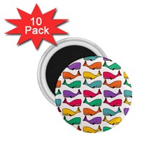 Small Rainbow Whales 1 75  Magnets (10 Pack)  by Simbadda