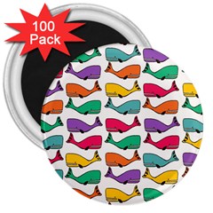 Small Rainbow Whales 3  Magnets (100 Pack) by Simbadda