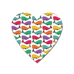 Small Rainbow Whales Heart Magnet by Simbadda