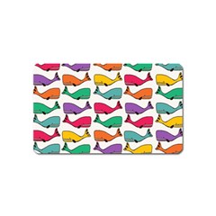 Small Rainbow Whales Magnet (name Card) by Simbadda