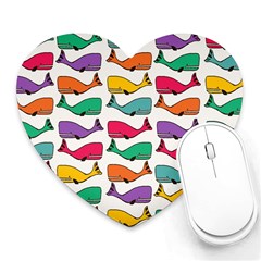 Small Rainbow Whales Heart Mousepads by Simbadda