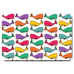 Small Rainbow Whales Large Doormat  by Simbadda