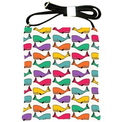 Small Rainbow Whales Shoulder Sling Bags by Simbadda