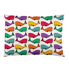 Small Rainbow Whales Pillow Case (two Sides) by Simbadda