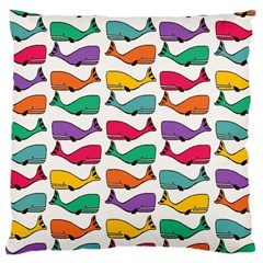 Small Rainbow Whales Large Cushion Case (two Sides) by Simbadda