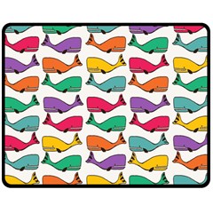 Small Rainbow Whales Double Sided Fleece Blanket (medium)  by Simbadda