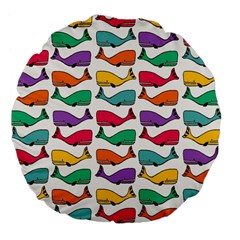 Small Rainbow Whales Large 18  Premium Flano Round Cushions by Simbadda