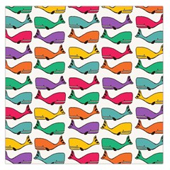 Small Rainbow Whales Large Satin Scarf (square) by Simbadda