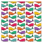 Small Rainbow Whales Large Satin Scarf (Square) Front