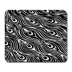 Digitally Created Peacock Feather Pattern In Black And White Large Mousepads by Simbadda