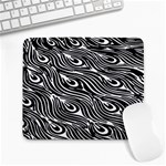 Digitally Created Peacock Feather Pattern In Black And White Large Mousepads Front