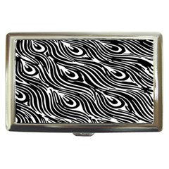 Digitally Created Peacock Feather Pattern In Black And White Cigarette Money Cases by Simbadda