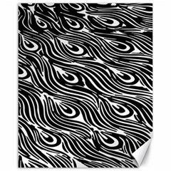 Digitally Created Peacock Feather Pattern In Black And White Canvas 16  X 20   by Simbadda