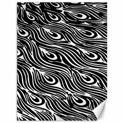 Digitally Created Peacock Feather Pattern In Black And White Canvas 36  X 48   by Simbadda