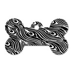 Digitally Created Peacock Feather Pattern In Black And White Dog Tag Bone (One Side) Front