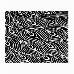 Digitally Created Peacock Feather Pattern In Black And White Small Glasses Cloth (2-side) by Simbadda