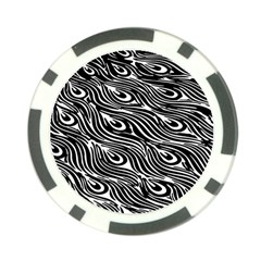 Digitally Created Peacock Feather Pattern In Black And White Poker Chip Card Guard by Simbadda