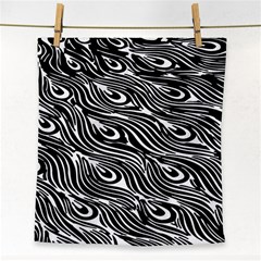 Digitally Created Peacock Feather Pattern In Black And White Face Towel by Simbadda